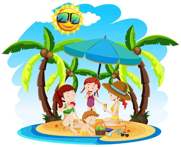 Eine Familie Sommerurlaub — Stockvektor