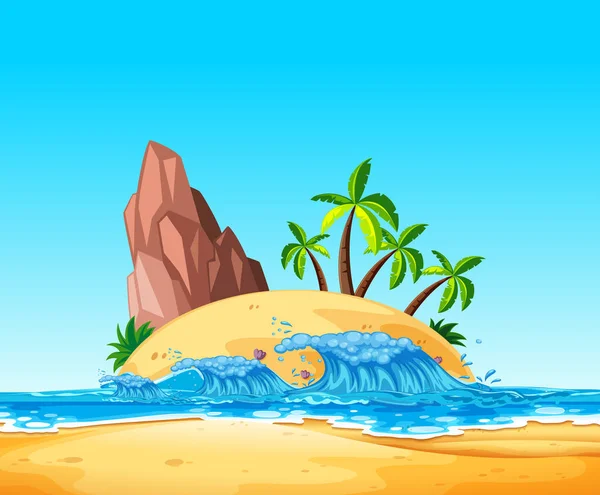 Tropical Island Wave Illustration — Stock Vector