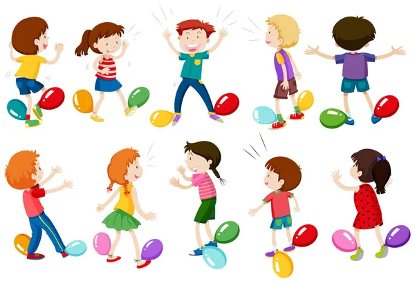 Children Play Balloon Stomp Game illustration