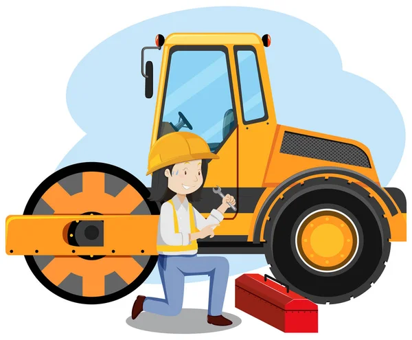 Mechanic Engineer White Background Illustration — Stock Vector