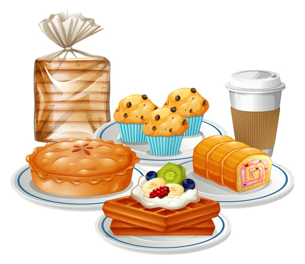 Conjunto Ilustración Alimentos Para Desayuno — Archivo Imágenes Vectoriales