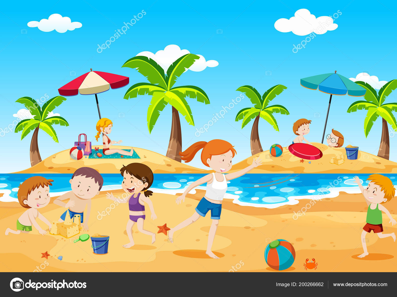 Imagenes De Niños Jugando En La Playa Para Colorear