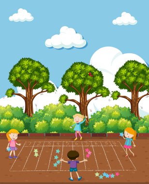 Çocuklar yapıyor matematikte bahçesi illüstrasyon