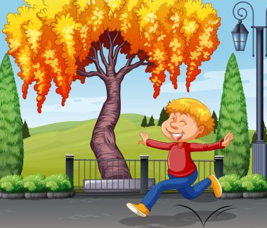 Mutlu bir çocuk parkı çizimde