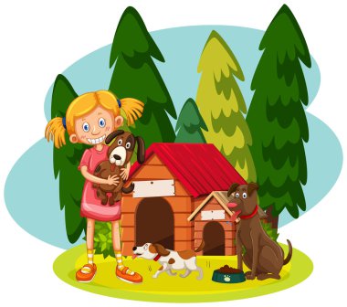 Beyaz arka plan illüstrasyon üzerinde mutlu bir köpek sever