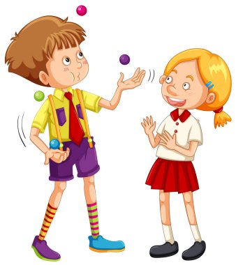 Bir çocuk hokkabazlık üzerinde beyaz arka plan illüstrasyon