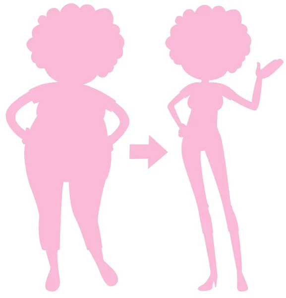 Pink Silhouette Body Transformation Illustration — Stock Vector