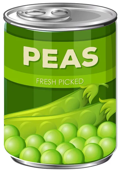 Can Green Pea Illustration — Stock Vector