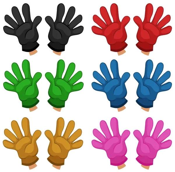 異なる手袋のイラストのセット — ストックベクタ
