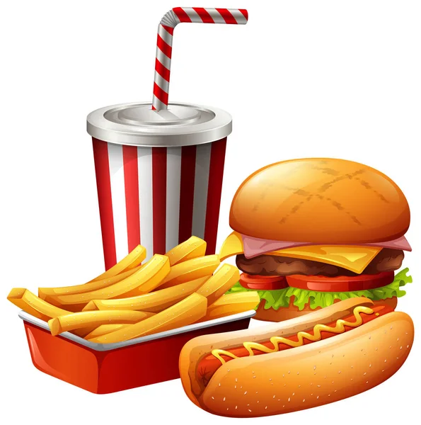 Pasto Illustrazione Fast Food — Vettoriale Stock