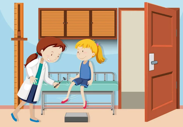 Ein Mädchen Check Mit Arzt Illustration — Stockvektor