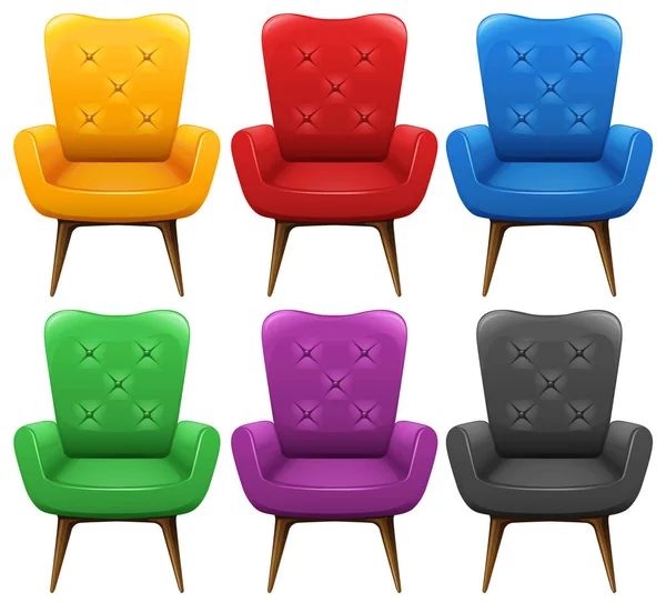 Illustration Ensemble Chaises Colorées — Image vectorielle