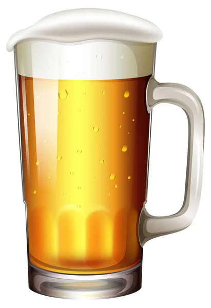 Bira Bira Bardağı Beyaz Arka Plan Illüstrasyon Üzerinde — Stok Vektör