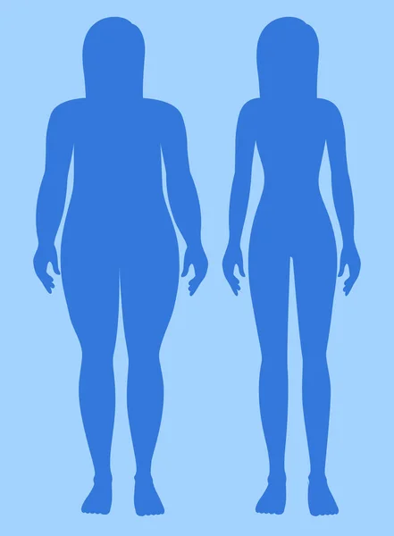 Abbildung Einer Übergewichtigen Und Gesunden Frau — Stockvektor