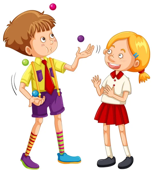 Bir çocuk hokkabazlık üzerinde beyaz arka plan illüstrasyon