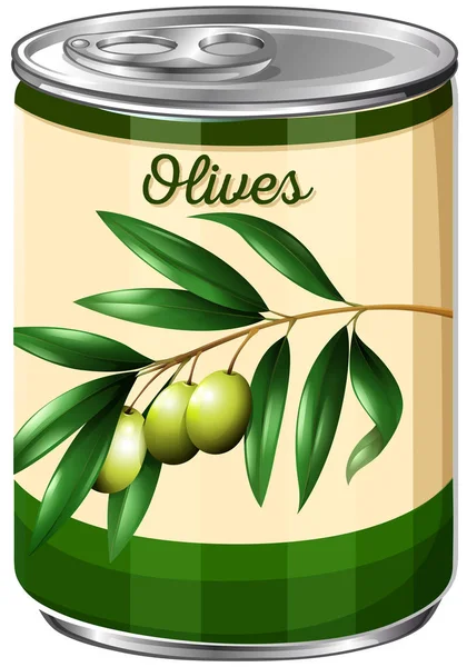 Inggris Olives Can White Background Illustration - Stok Vektor