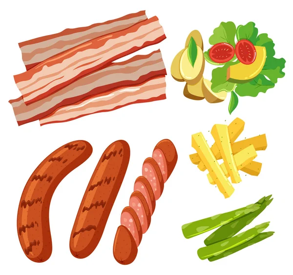 Conjunto Alimentos Saudáveis White Background Ilustração —  Vetores de Stock