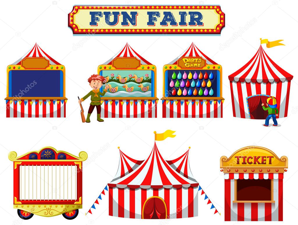A Set of Fun Fair Tent illustration