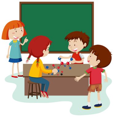 Öğrenci çalışma molekül sınıf çizimde