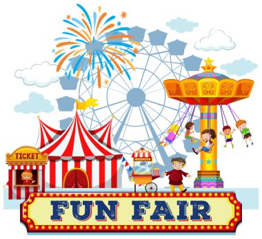 A Fun Fair and Rides illustration clipart
