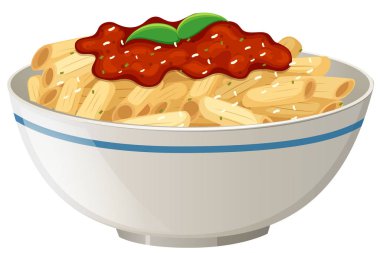 Beyaz arka plan illüstrasyon penne domates sosu