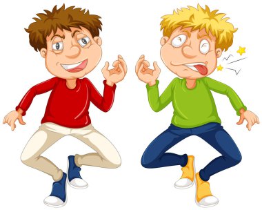 Erkek diş ağrısı olan beyaz arka plan illüstrasyon üzerinde