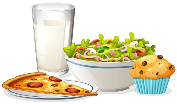 Oběd Který Nachází Bílém Pozadí Obrázku — Stockový vektor