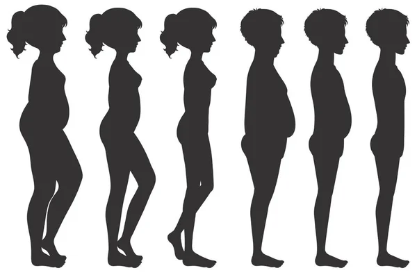 Illustration Männlicher Und Weiblicher Körpertransformation — Stockvektor