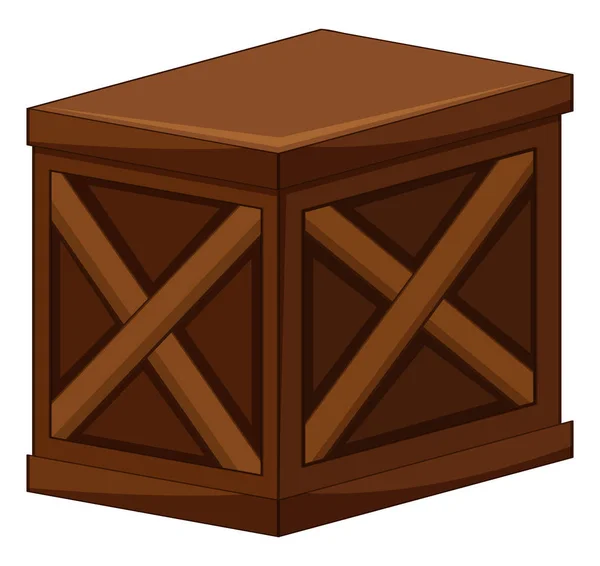 Wooden Box Pada Ilustrasi Latar Belakang Putih - Stok Vektor