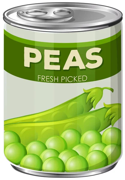 Can Fresh Picked Peas Illustration — Stock Vector