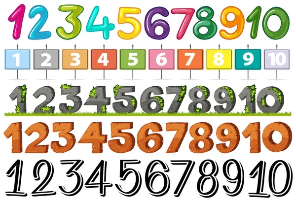 Set Font Number Illustration — Stock Vector