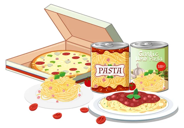 Γρήγορη Και Εύκολη Ιταλική Εικονογράφηση Γεύμα — Διανυσματικό Αρχείο