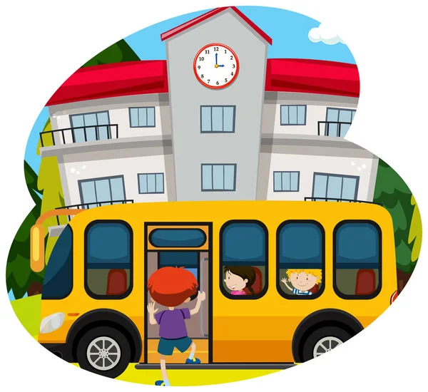 Schoolbus Pick Student School Illustratie — Stockvector