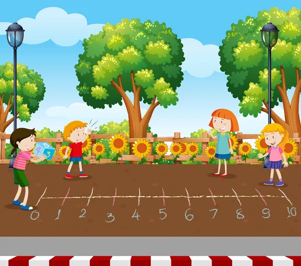 Öğrenciler oyun bahçesi illüstrasyon zar oyununda