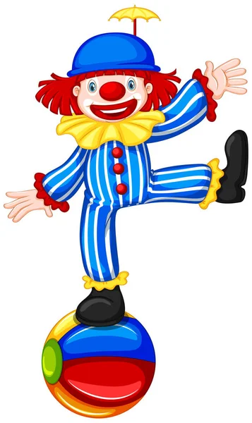 Clown Sur Illustration Boule Colorée — Image vectorielle