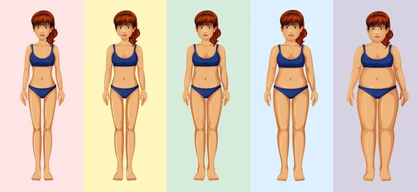Illustration Der Transformation Des Weiblichen Körpers — Stockvektor