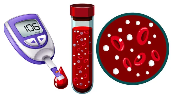 Ilustração Dispositivo Monitorização Glicose Teste Sangue — Vetor de Stock