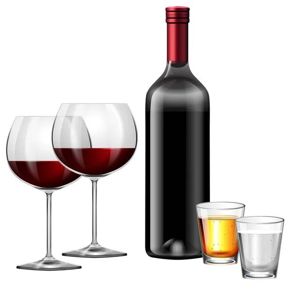 赤ワインと精神を飲むイラスト — ストックベクタ
