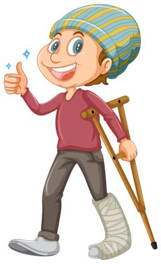 Bir genç adam bacak ateli çizim ile