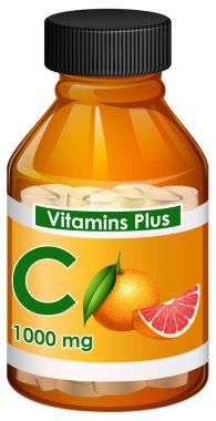 Bir şişe C vitamini illüstrasyon