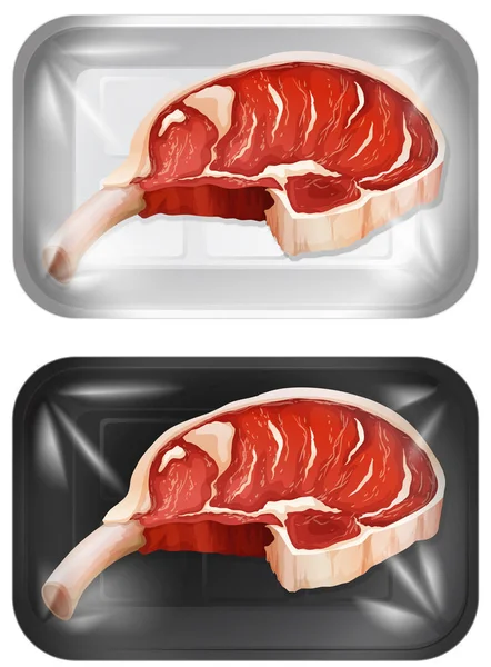 Une Série Côtelettes Porc Crues Illustration — Image vectorielle