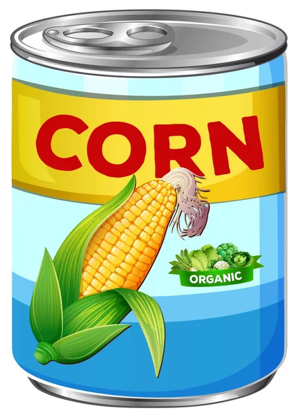 Can Organic Corn Illustration — Stock Vector