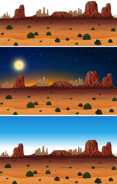 Conjunto Escena Del Desierto Ilustración Día Noche — Vector de stock