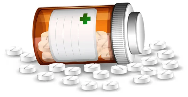 Illustration Von Behältern Und Medikamententabletten — Stockvektor