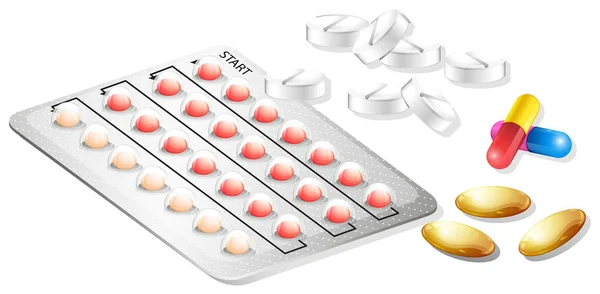 Eine Reihe Von Medikamenten Und Tabletten Illustration — Stockvektor