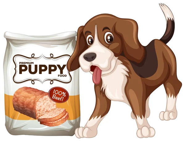 A Dog and Food on White Background illustration
