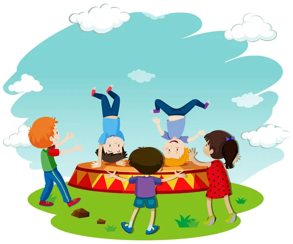 Crianças Breakdancing Palco Ilustração — Vetor de Stock