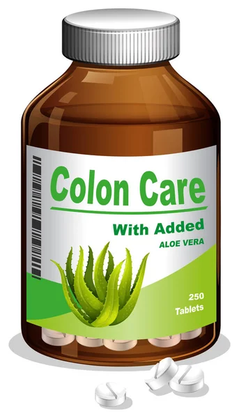 Cura Del Colon Con Aggiunta Aloe Vera Illustrazione — Vettoriale Stock