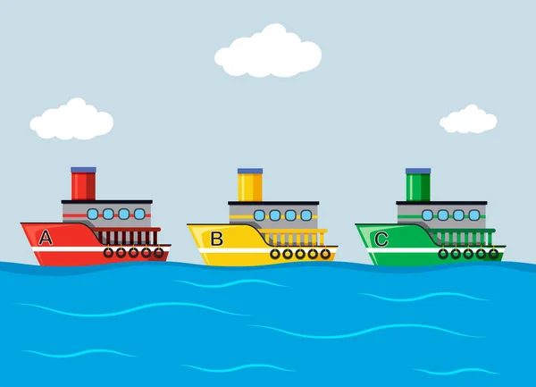 Colourful Ships in the Ocean illustration