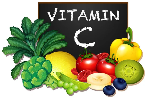 A Set of Vitamin C Fruit and Vegetable illustration